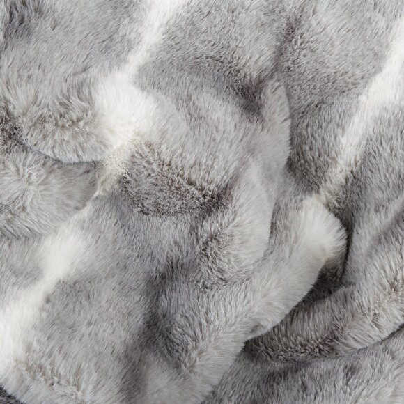 Luxe Home Decor Classic Faux Fur Throw | 1-Piece | grey/white/black | 50"x60" - Picture 3 of 3